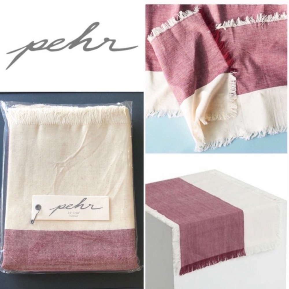 Pehr Designs Burgundy Wine & Cream Tablerunner NWT - Picture 1 of 7